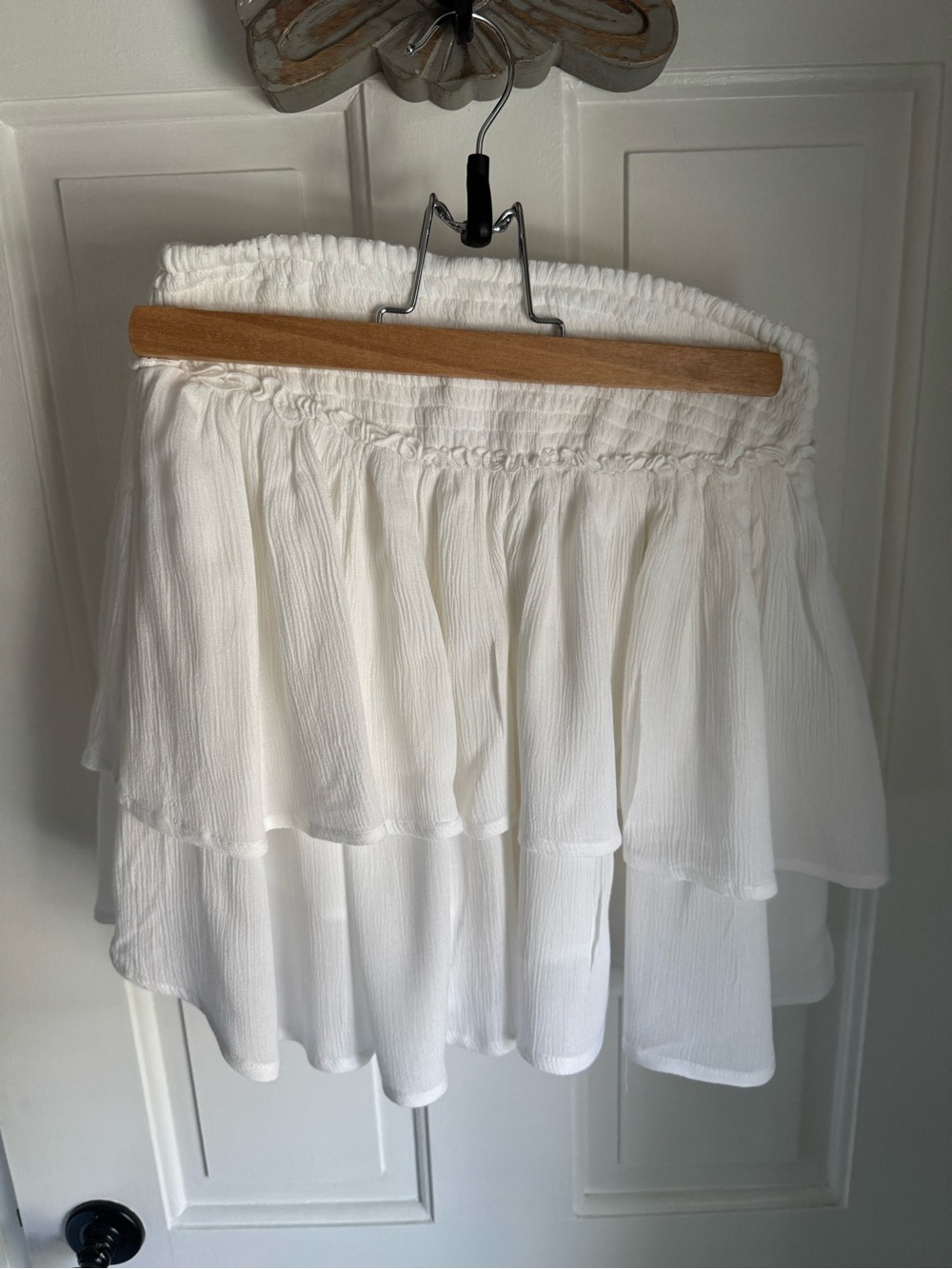 Hollister White Smocked Waist Mini Skirt